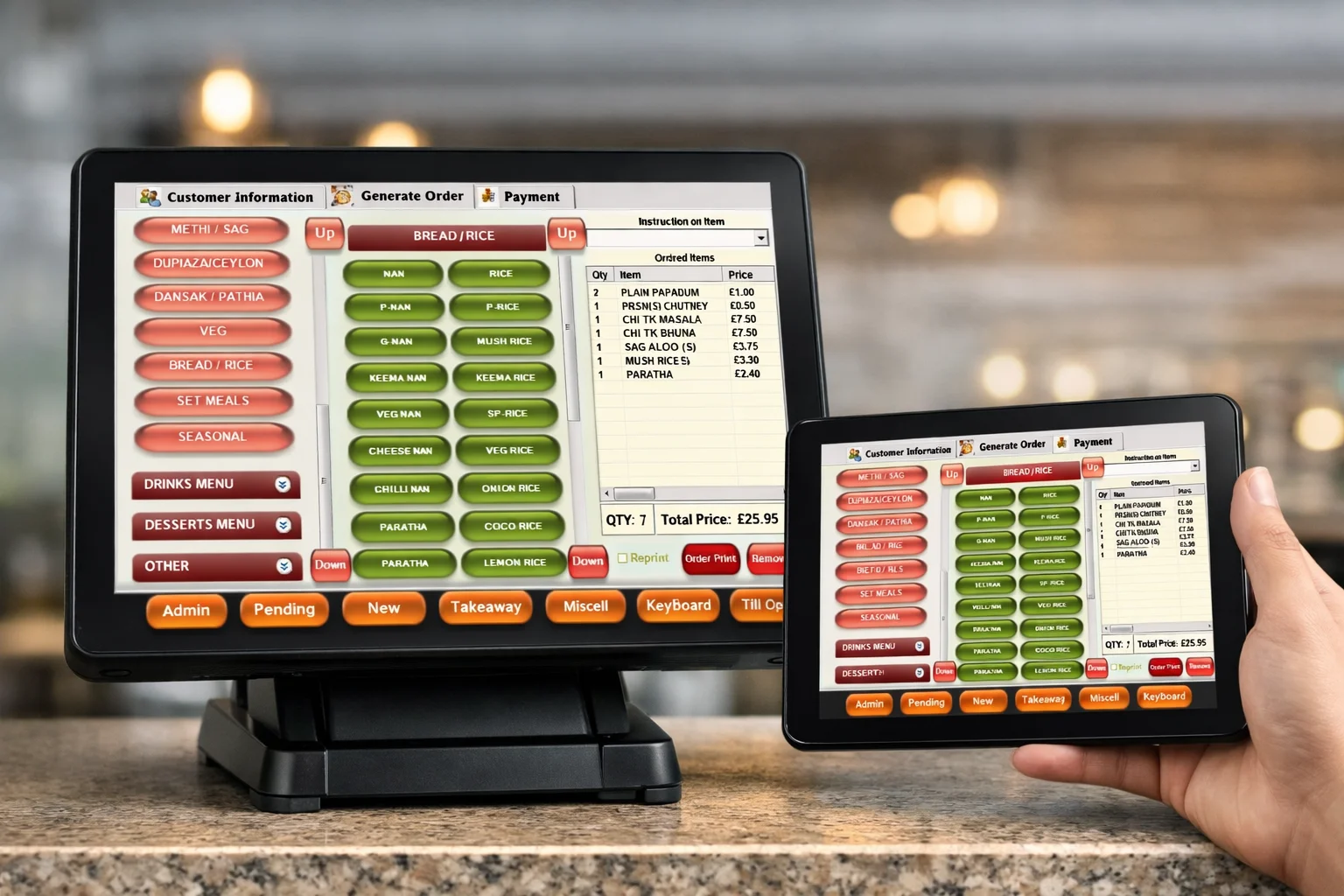 CROWN EPOS on POS terminal and tablet